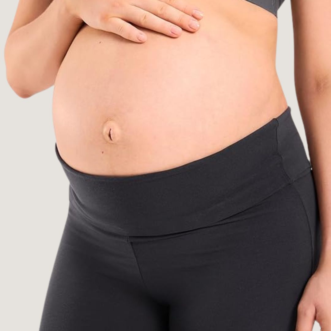 Cotton Foldover Maternity Flare Pants 30.5" Shop Momma Made