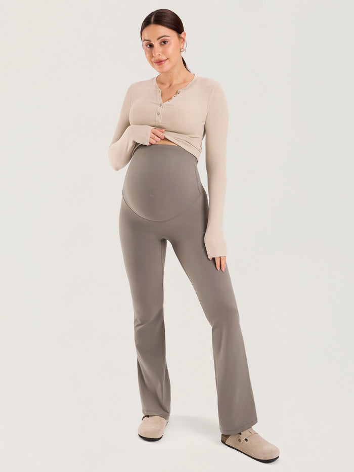 Cotton Foldover Maternity Flare Pants 30.5" Shop Momma Made