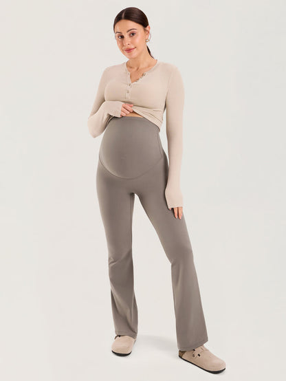 Cotton Foldover Maternity Flare Pants 30.5" Shop Momma Made