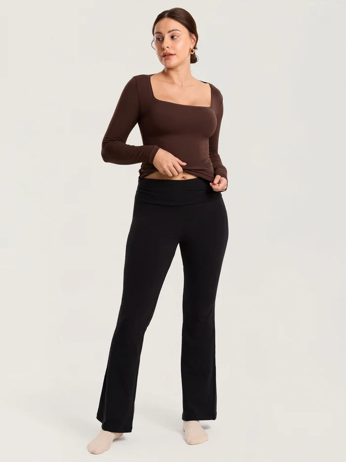 Cotton Foldover Maternity Flare Pants 30.5" Shop Momma Made