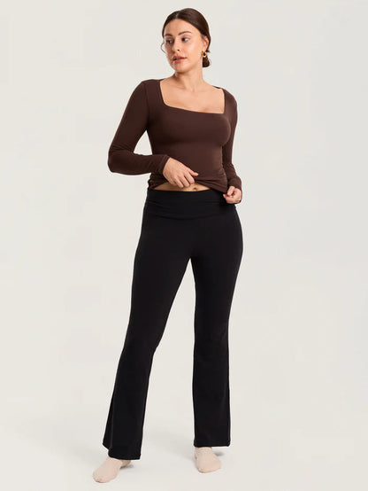 Cotton Foldover Maternity Flare Pants 30.5" Shop Momma Made