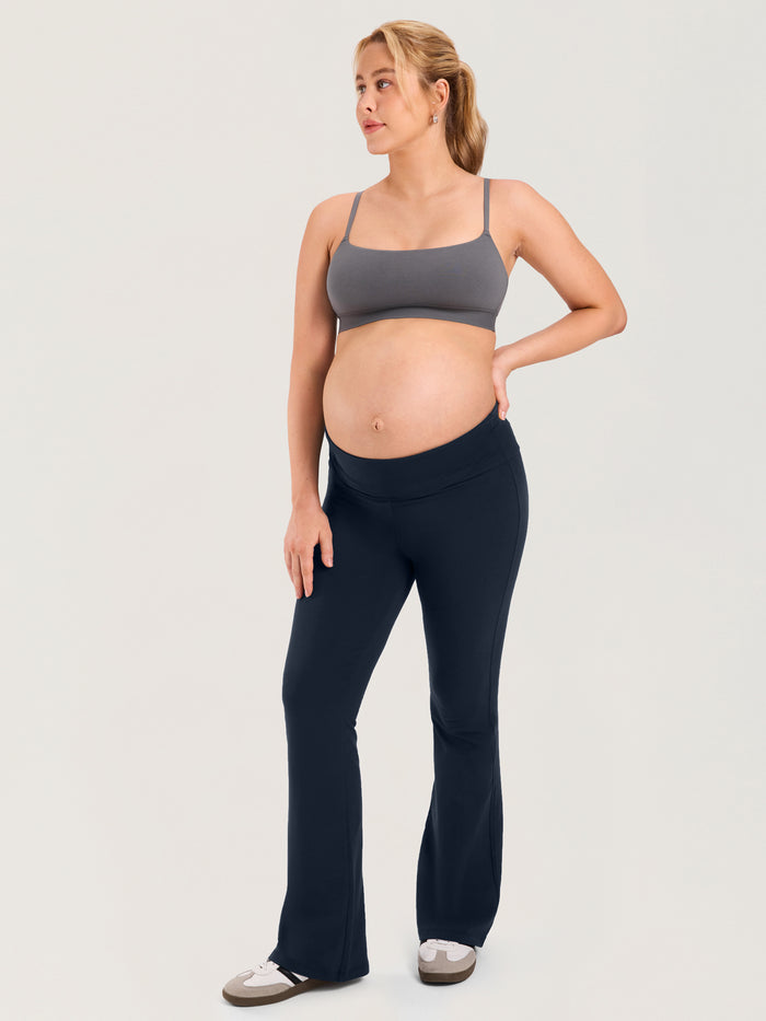 Cotton Foldover Maternity Flare Pants 30.5" Shop Momma Made